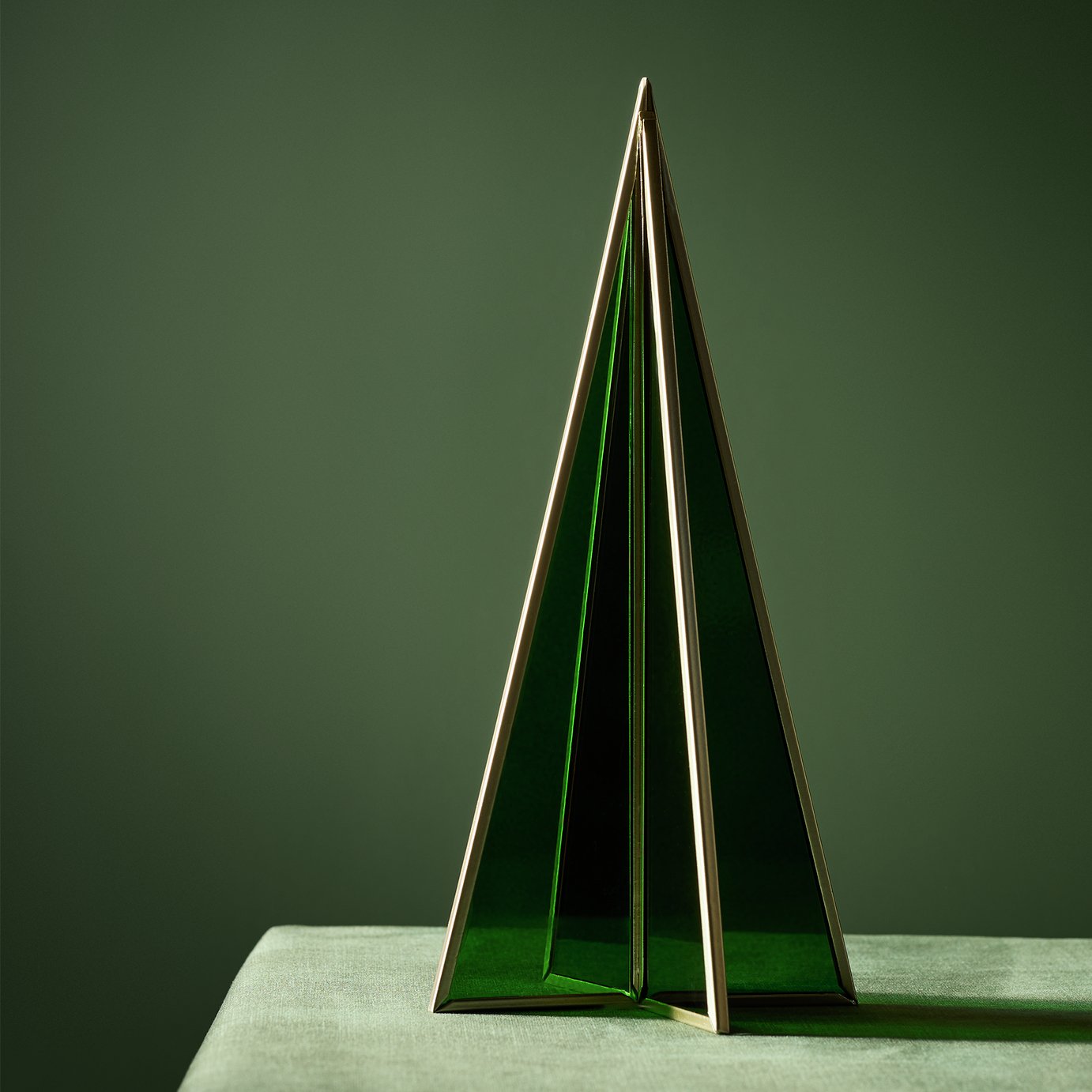 Argos Home Green Glass Triangular Shaped Christmas Ornament