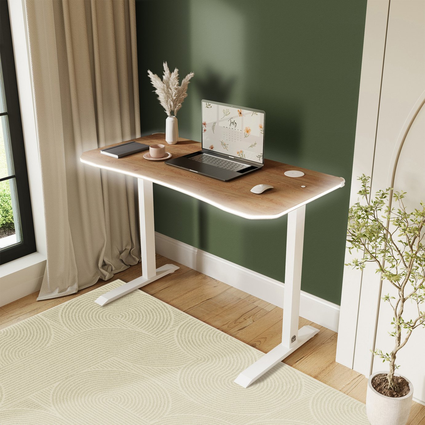 X Rocker XR Living Oka RGB LED App Control 140x60cm Office Desk - White And Oak
