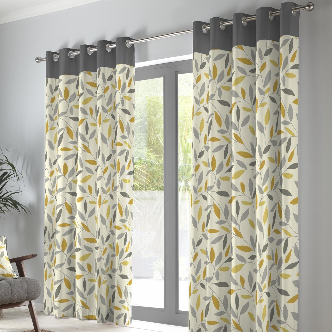 Fusion Beechwood Leaf Eyelet Curtains