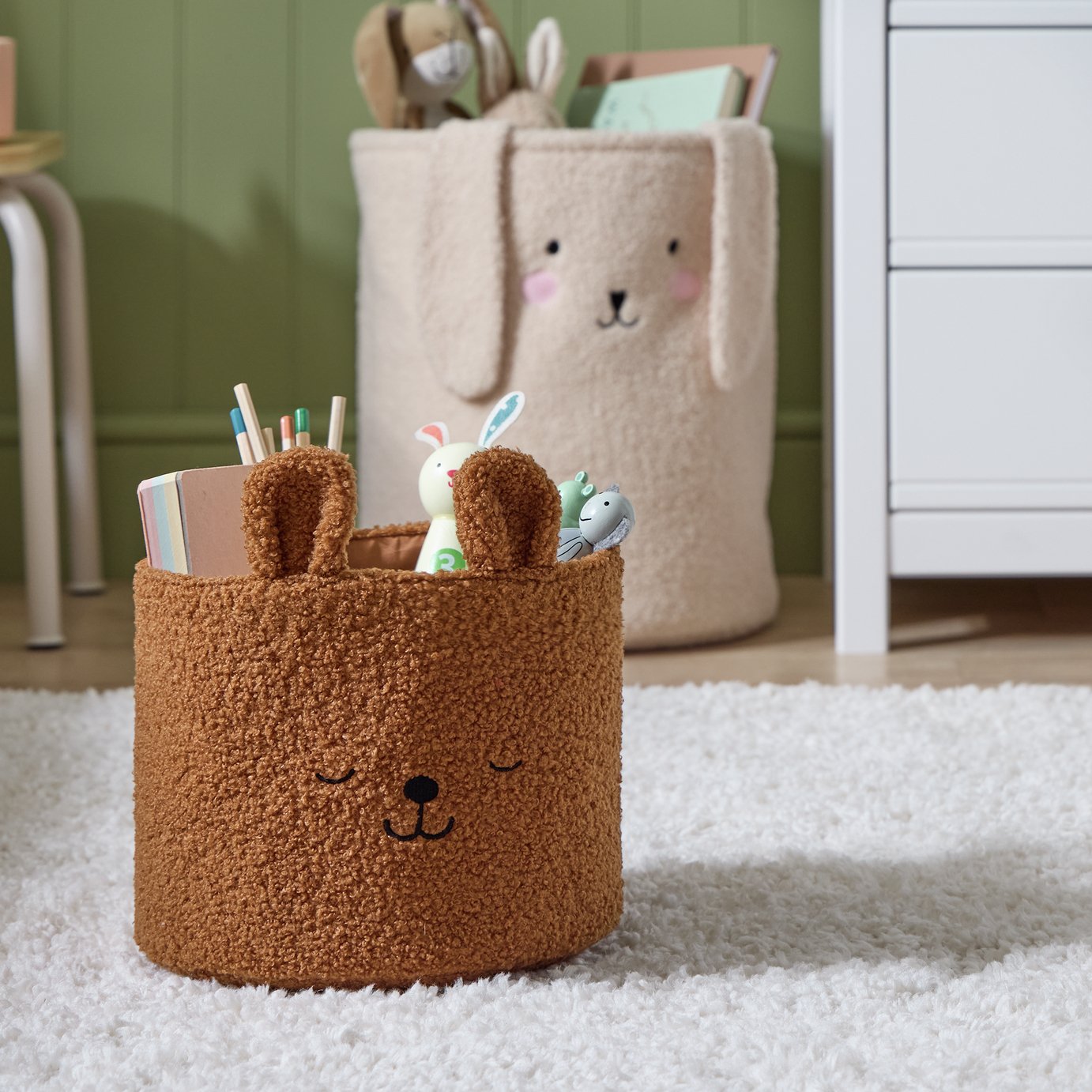 Argos Home Kids Teddy Boucle Storage Basket - Brown