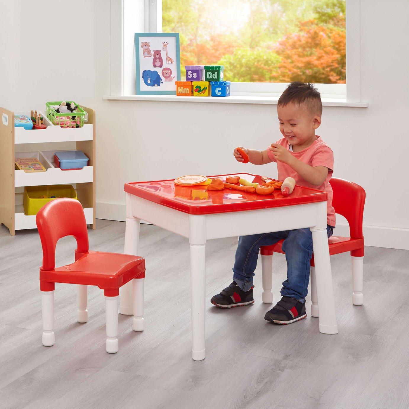 Liberty House Toys Kids 6-in-1 Play Table & 2 Chairs - Red