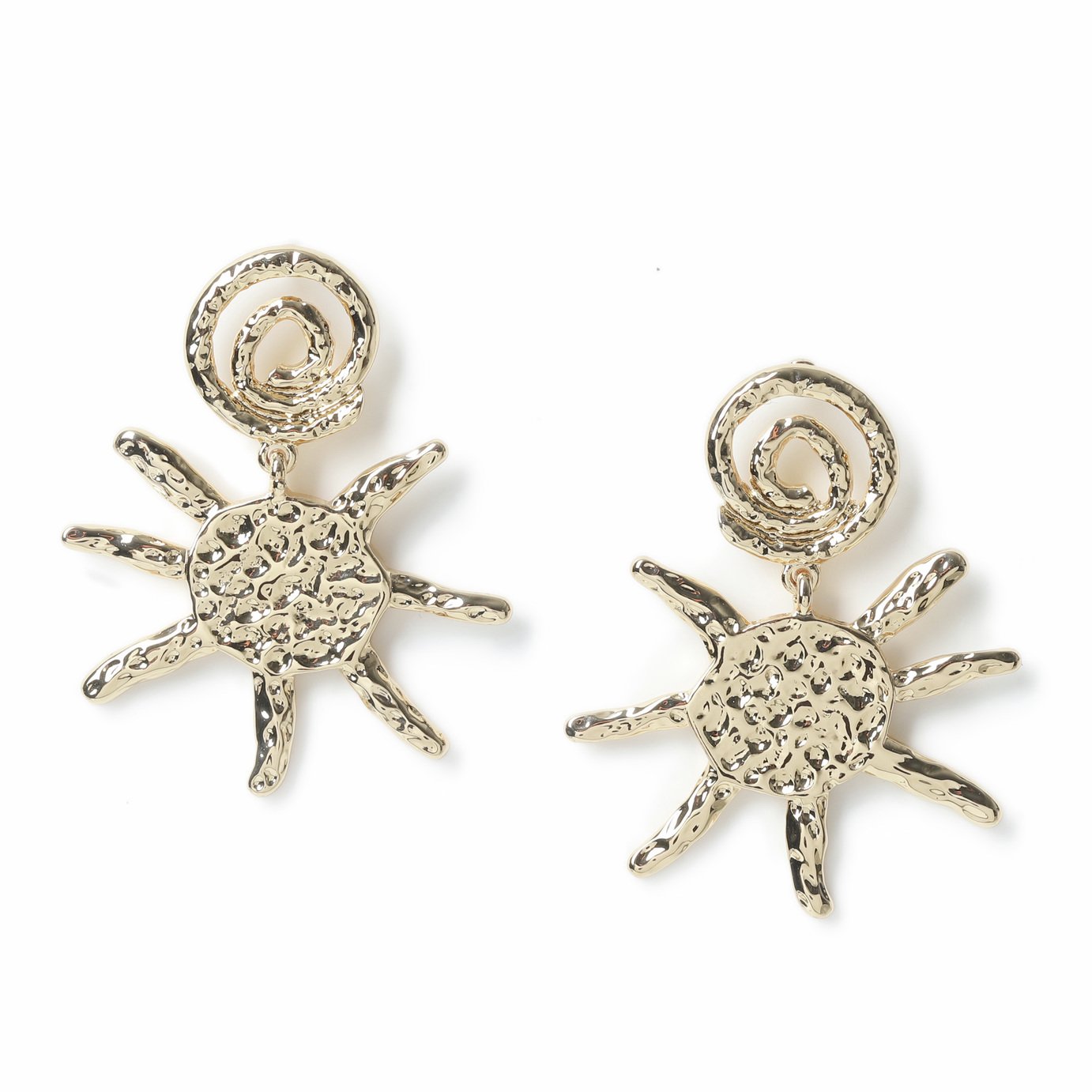 Freedom Gold Tone Swirl & Hammered Drop Earrings