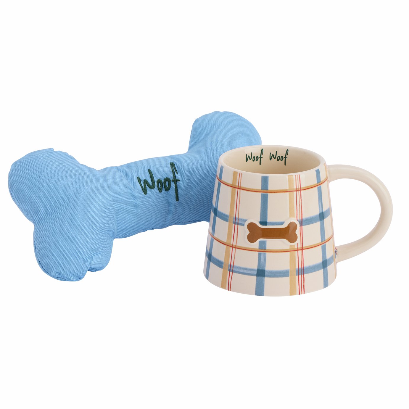 Argos Home Printed Tartan Mug and Matching Dog Bone Toy