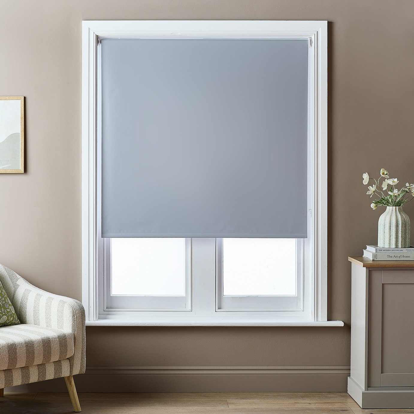 Argos Home No Drill Twist Blackout Grey Roller Blind - 60cm
