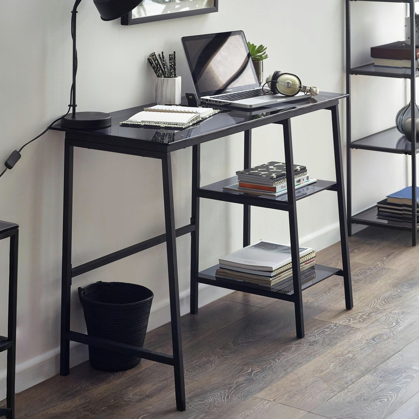 Julian Bowen Chicago Desk - Glass And Black