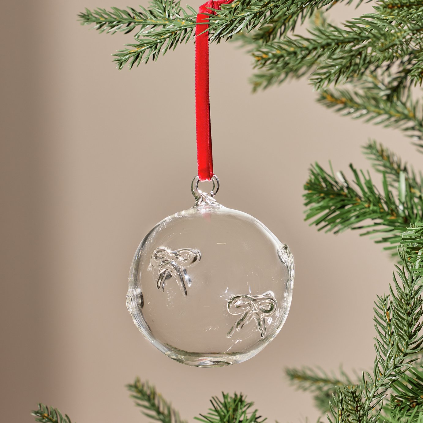 Argos Home Glass Bow Icon Christmas Bauble