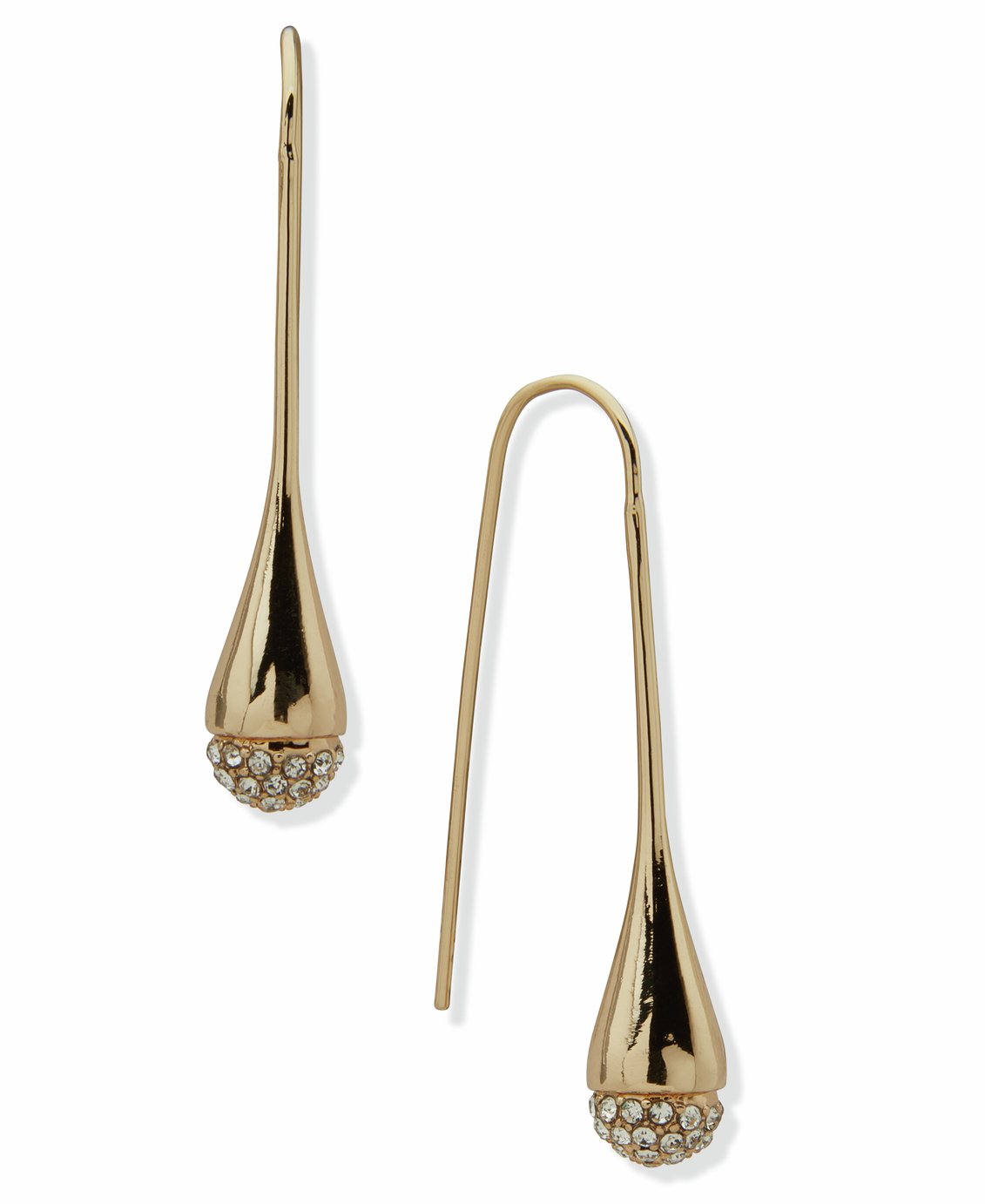 DKNY Gold Tone Pave Threader Drop Earrings