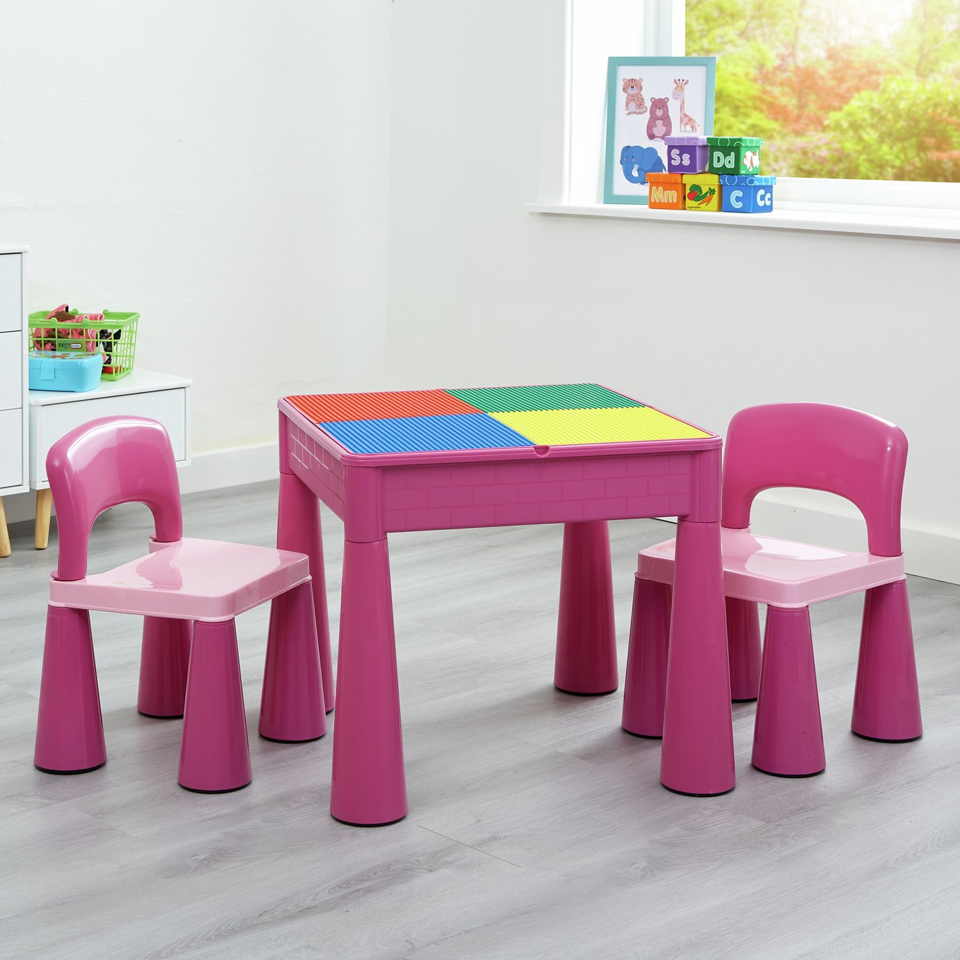 Liberty House Toys Kids 5-in-1 Table & 2 Chairs - Pink
