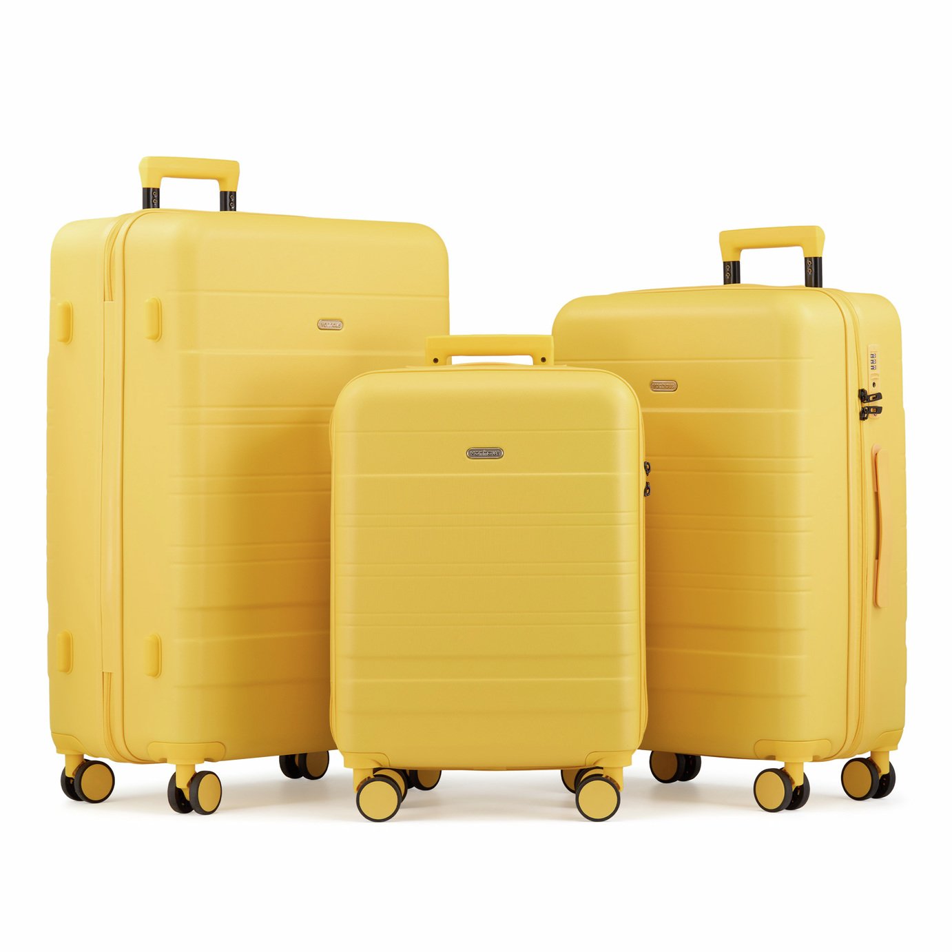 VonHaus 3pc 4 Wheel Hard Suitcase - Yellow