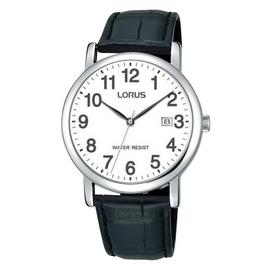 Lorus Men's Black Crocodile Effect Leather Strap Watch