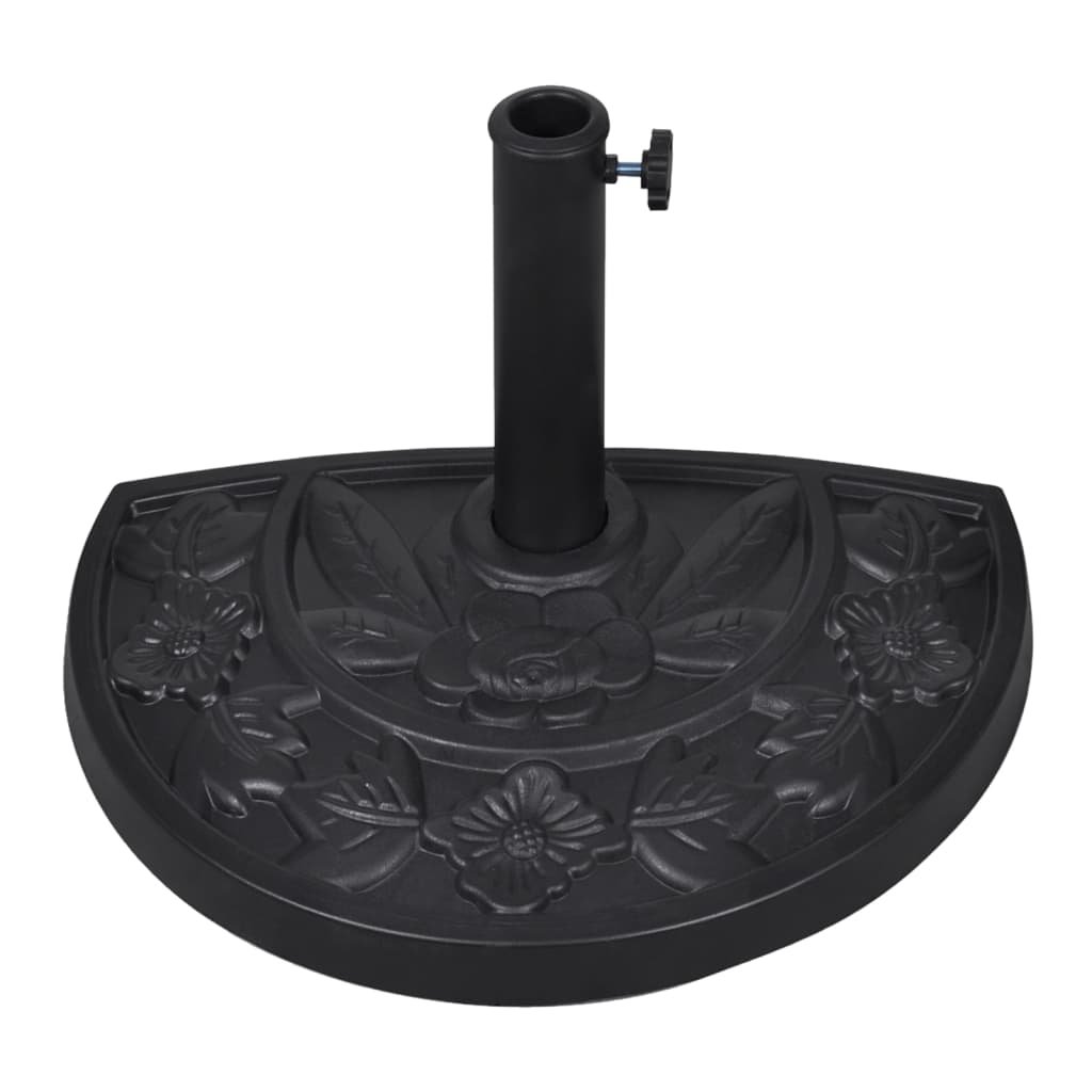 Walplus Steel Resin Half Round Parasol Base - Black - 500 x 330mm