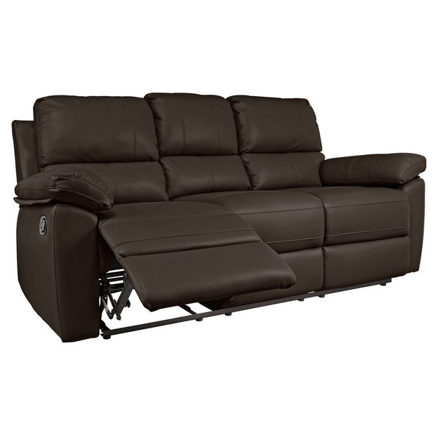 Buy Argos Home Toby Faux Leather 3 Seater Recliner Sofa Brown