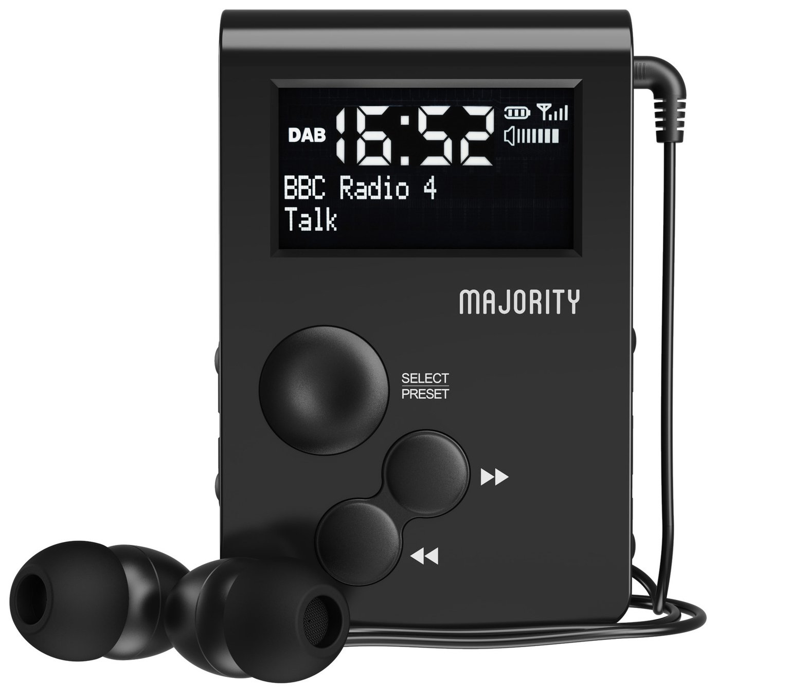 Majority Petersfield Go DAB+/FM Pocket Radio - Black