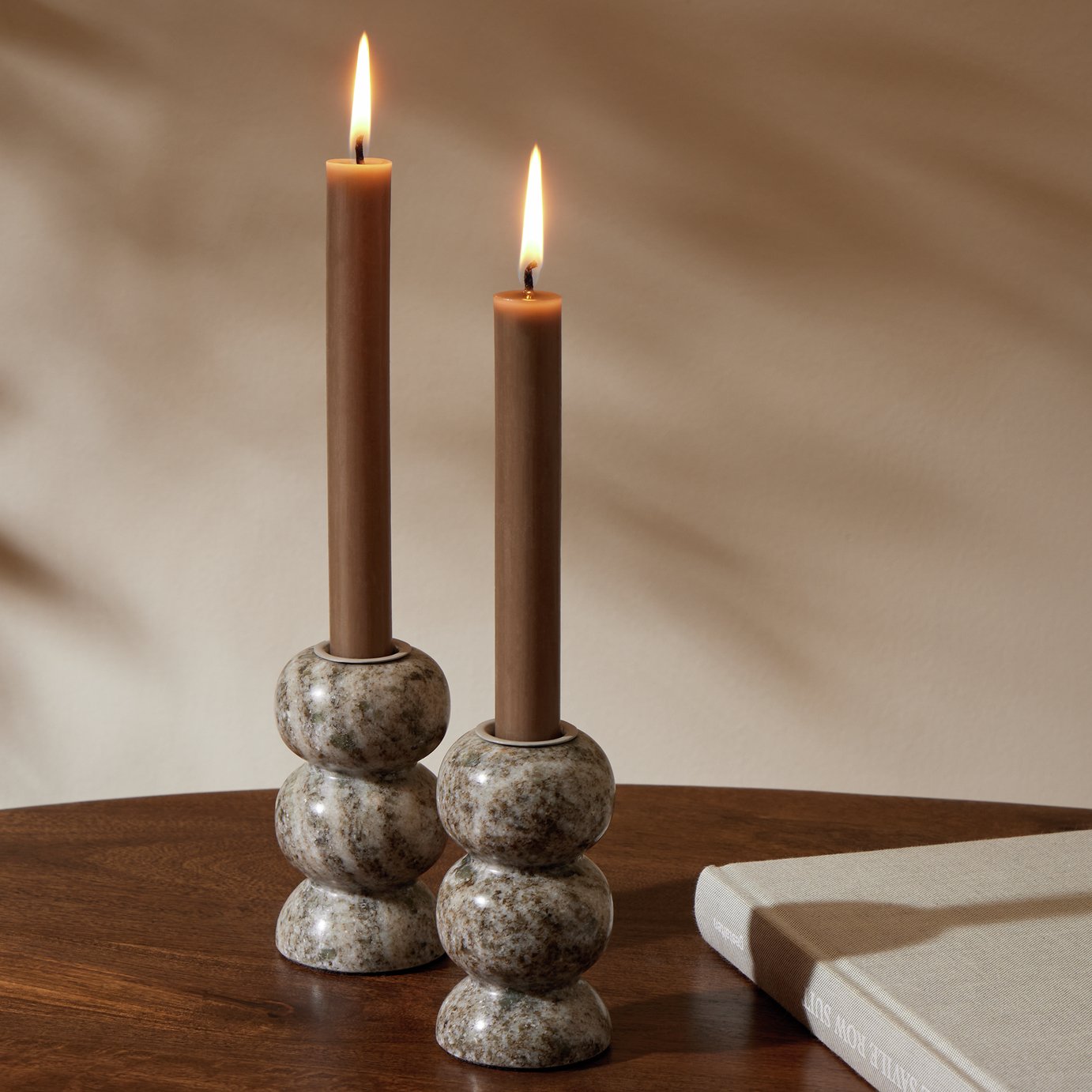 Habitat Marble Candle Holders - Set of 2