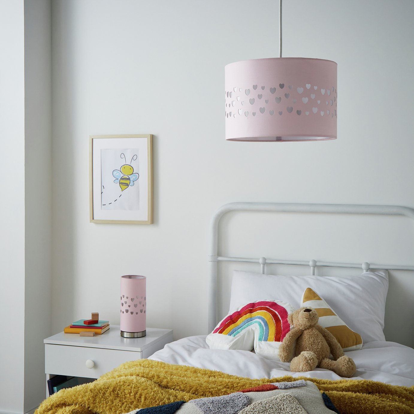 Glow Kids Pink Hearts Cut Out Easy Fit Lampshade - 30cm
