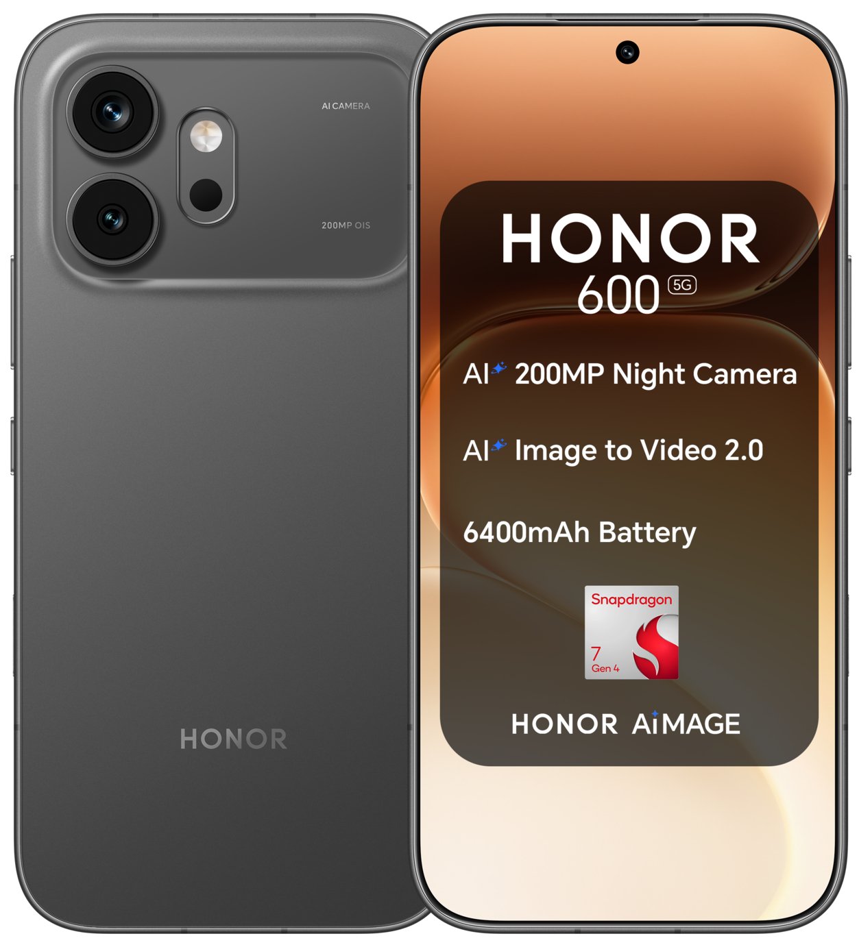 SIM Free HONOR 600 5G 256GB AI Mobile Phone - Black