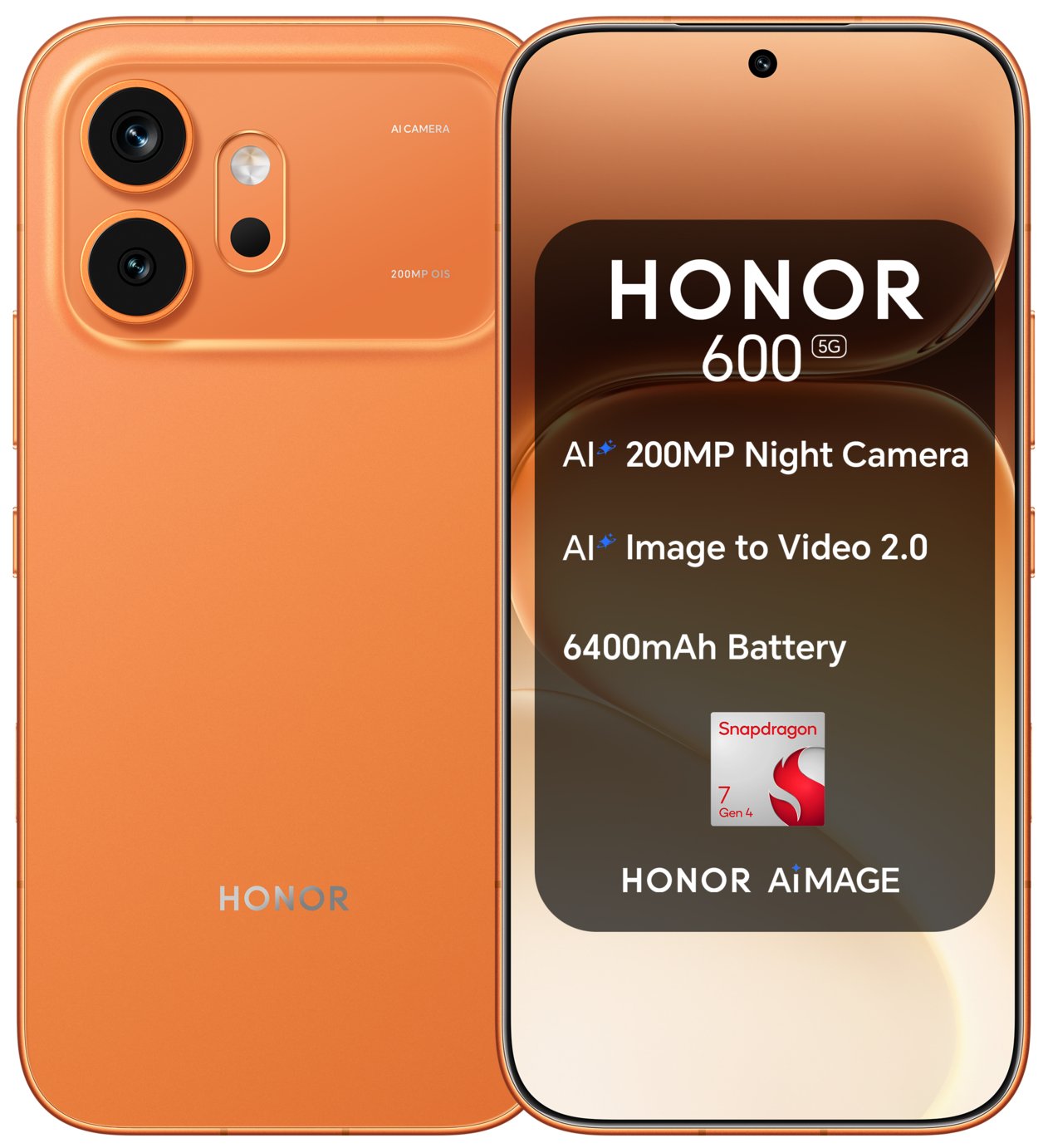 SIM Free HONOR 600 5G 256GB AI Mobile Phone - Orange
