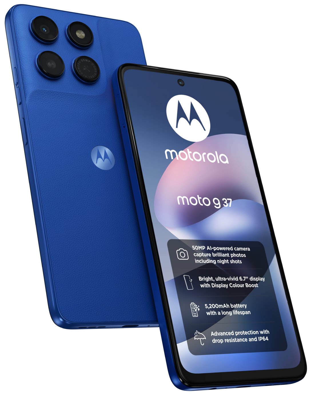 SIM Free Motorola g37 5G 128GB AI Mobile Phone - Pantone Nautical Blue