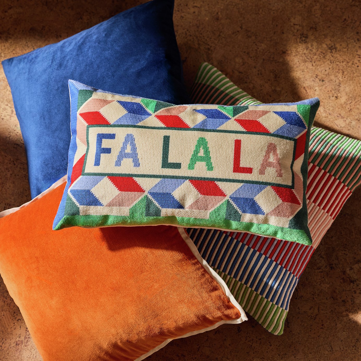 Habitat Bright Falala Knitted Cushion Cream - 50x30cm