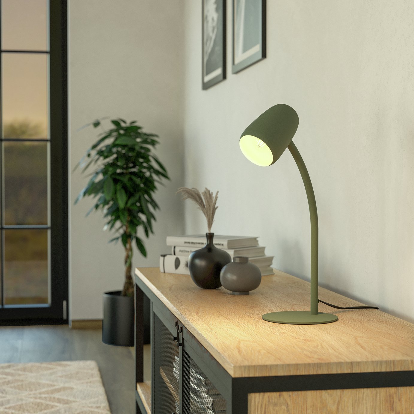 EGLO Carlo Modern Steel Flexible Desk Lamp - Green