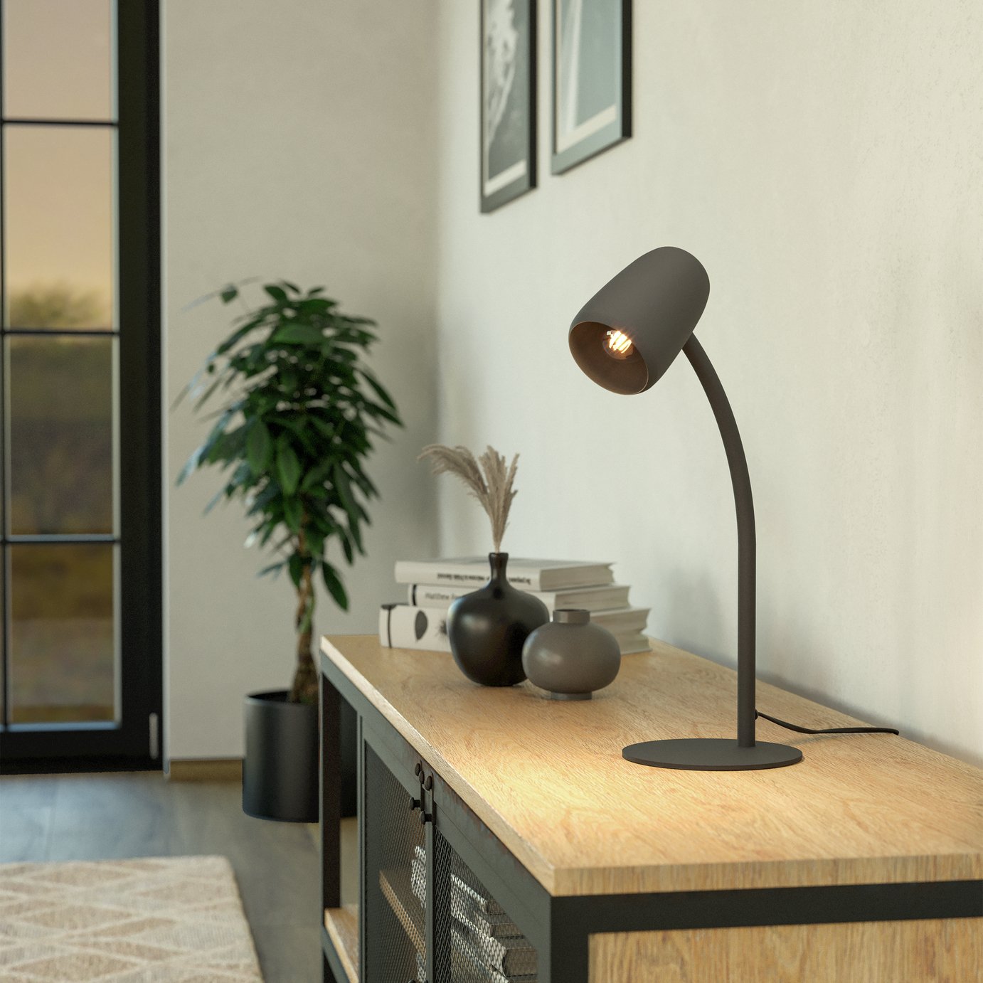 EGLO Carlo Modern Steel Flexible Desk Lamp - Black