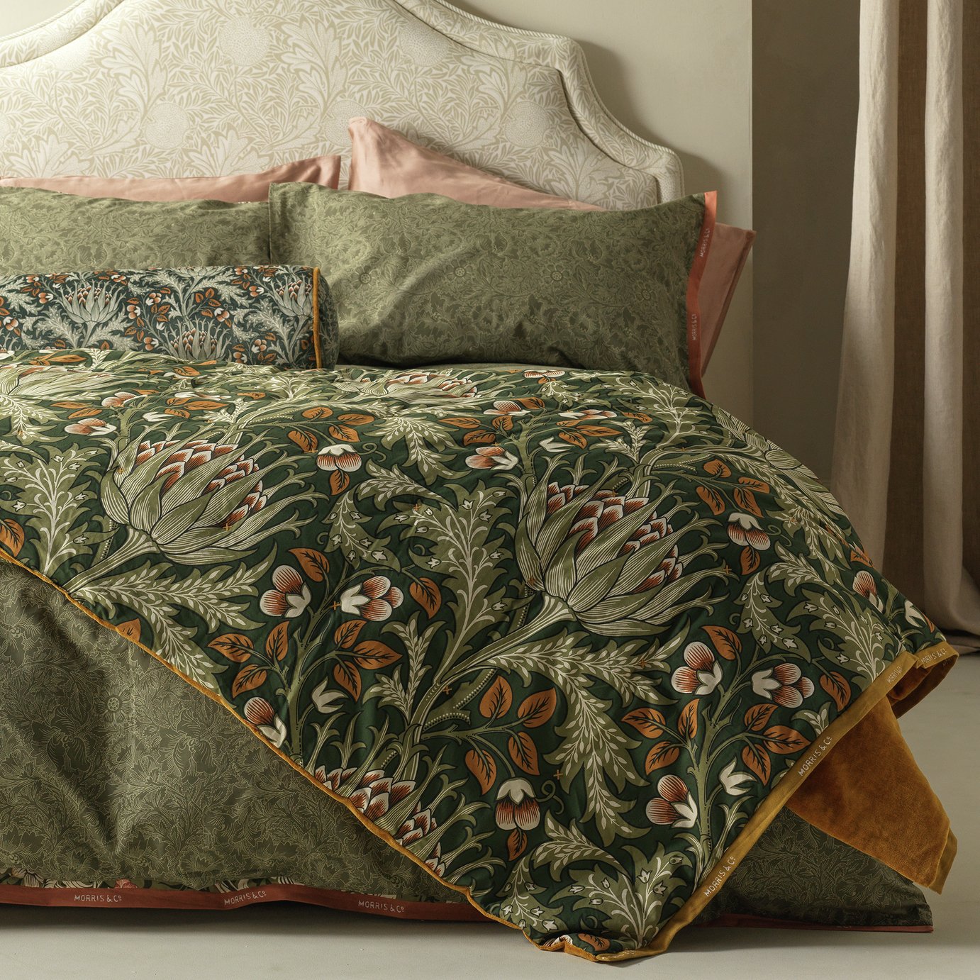 Habitat x Morris & Co. Artichoke Quilted Green Bedspread - 200x150cm