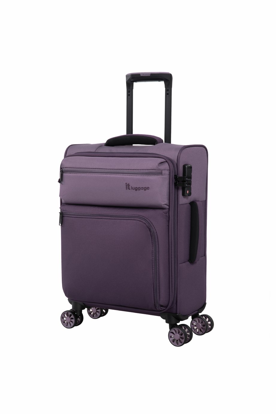 IT Luggage Duo-Tone 8 Wheel Soft Cabin Suitcase - Purple