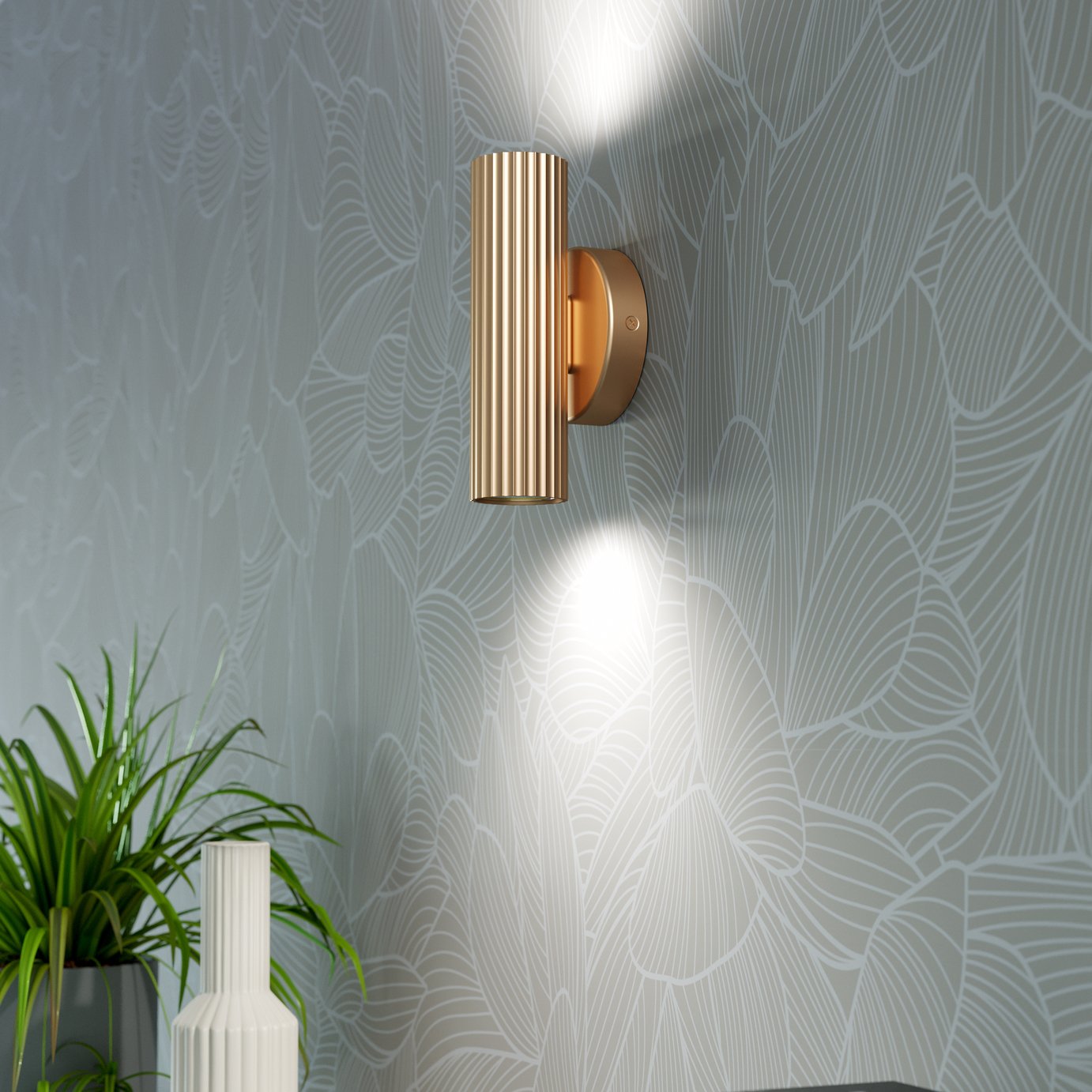 EGLO Portillo Metal 2 Uplight & Downlight Wall Light - Gold