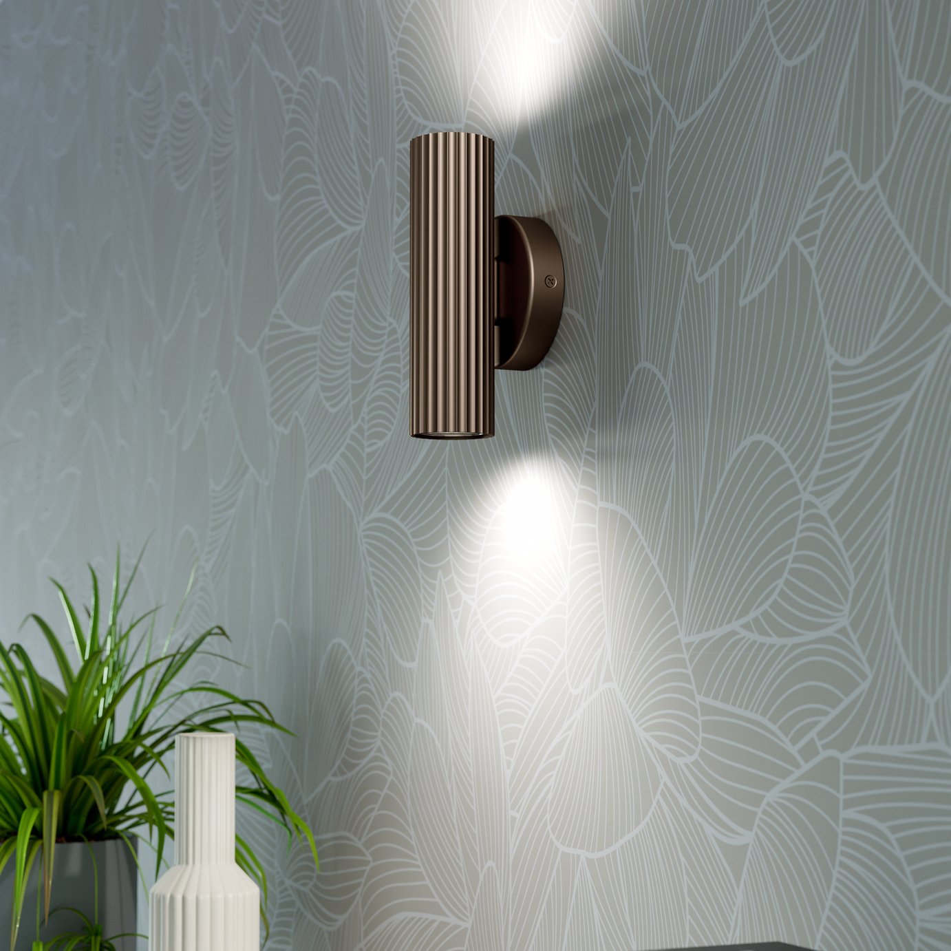 EGLO Portillo Metal 2 Uplight & Downlight Wall Light - Bronze