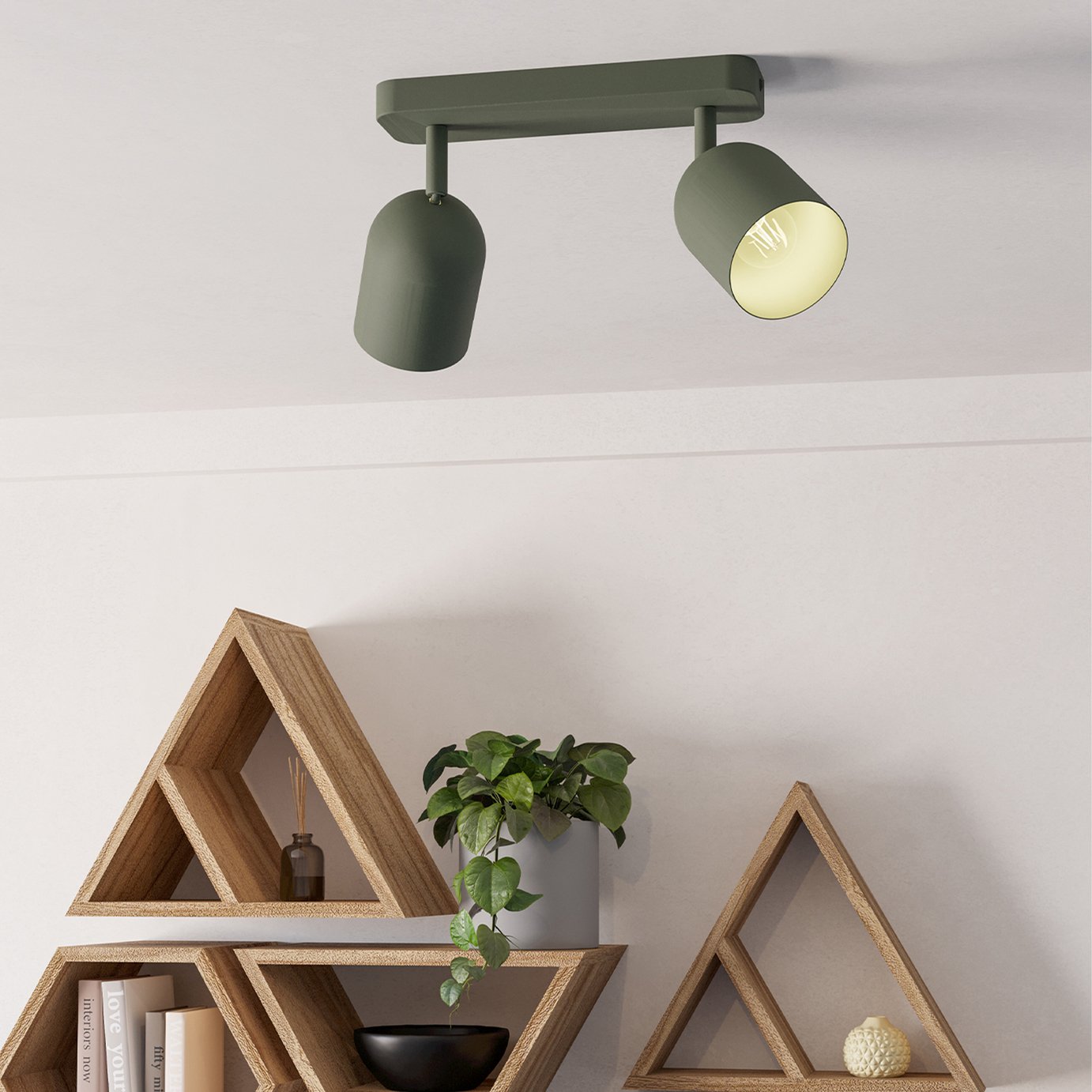 EGLO Tilston Steel 2 Light Spotlight - Green