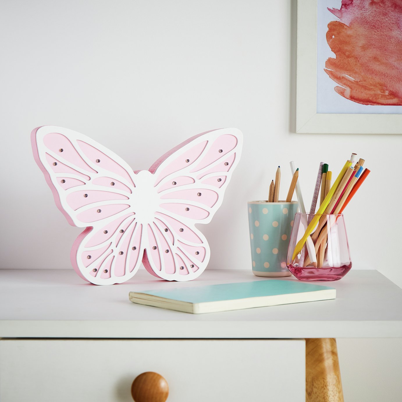 Glow Butterfly Kids LED Table Light - Pink