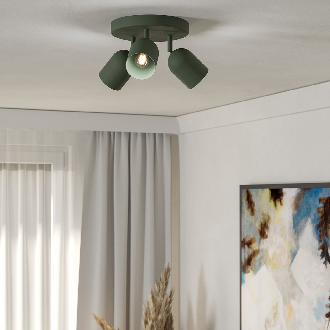 EGLO Tilston Steel 3 Light Spotlight - Green