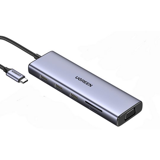 UGREEN 10-In-1 Hub with 4K HDMI, VGA, Ethernet, USB, 3.5mm Jack, TF/SD Card Slot