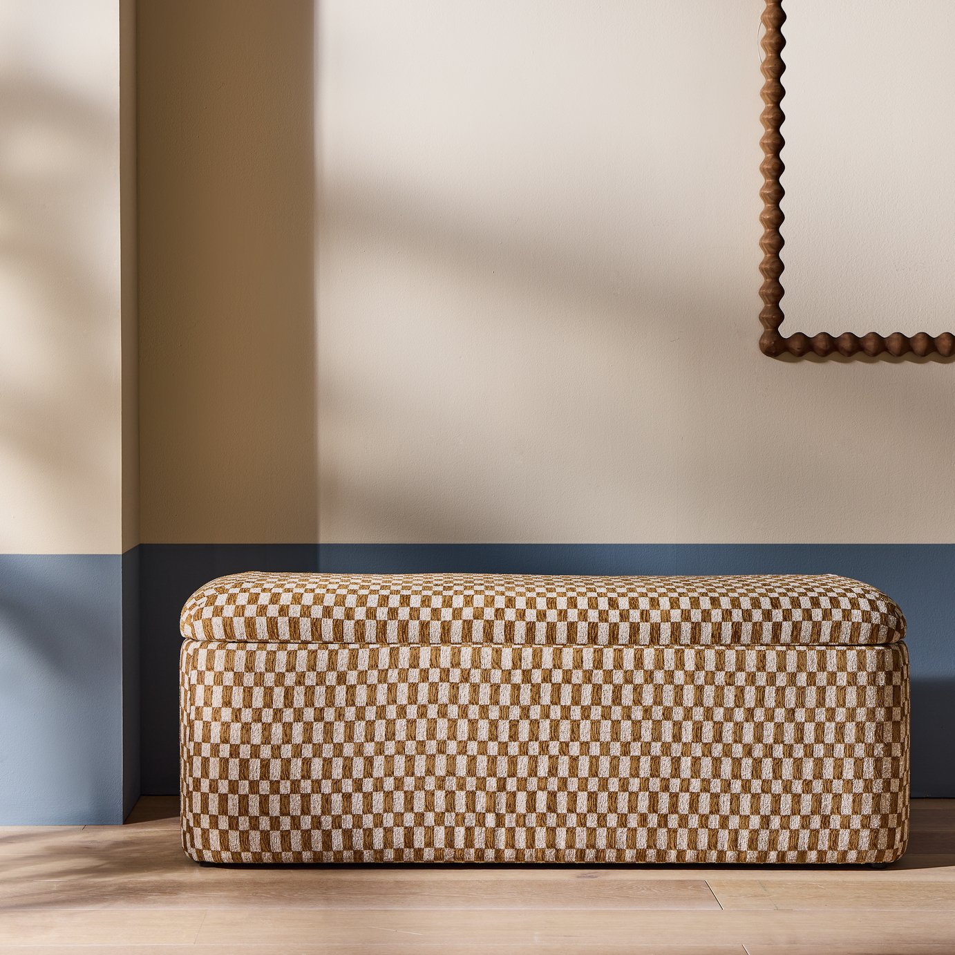 Habitat Vinny Fabric Ottoman - Khaki