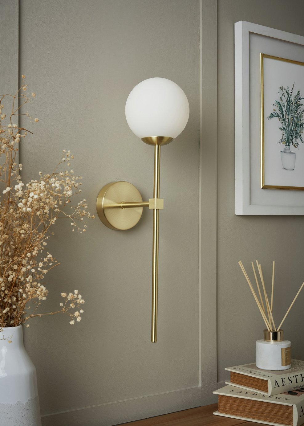 BHS Ariana Metal Rechargeable Wall Light - Brass