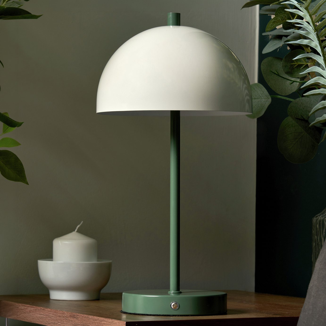 BHS Belle Dome Metal Rechargeable Table Lamp - Green