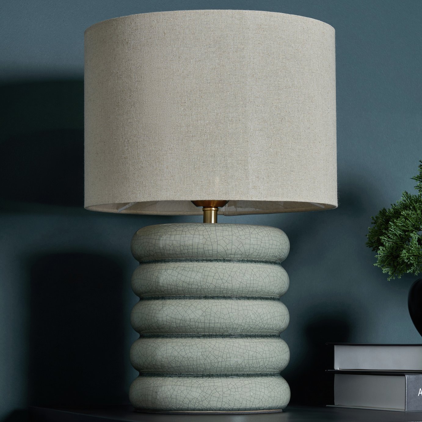 BHS Marshmallow Ceramic LED Table Lamp - Pale Green
