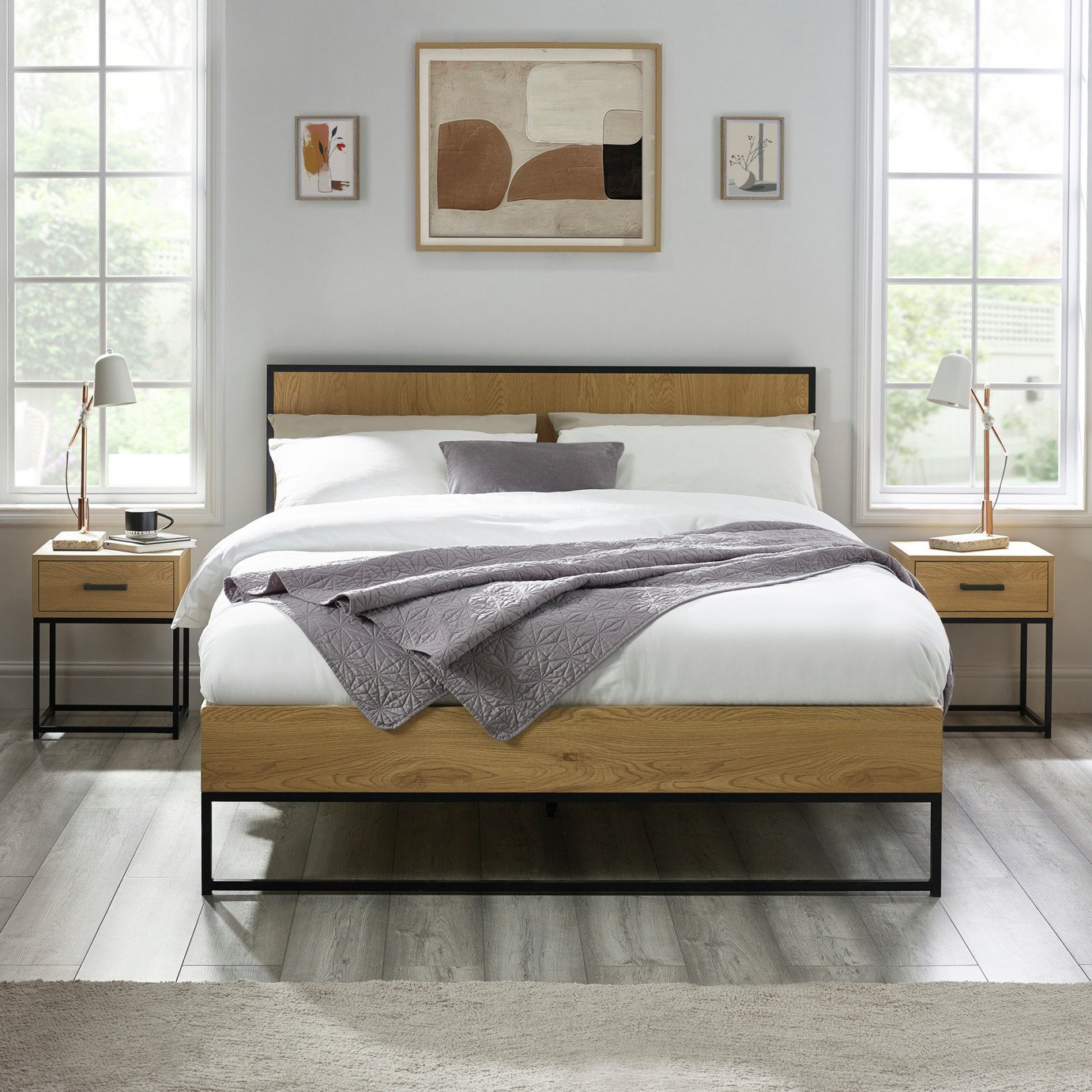Julian Bowen Harlow Double Bed Frame - Light Oak