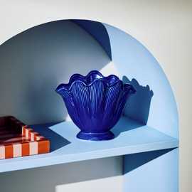 Ceramic Blue Shell Vase - 17cm