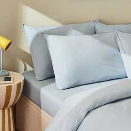Habitat Cotton Washed Plain Blue Pillowcase Pair