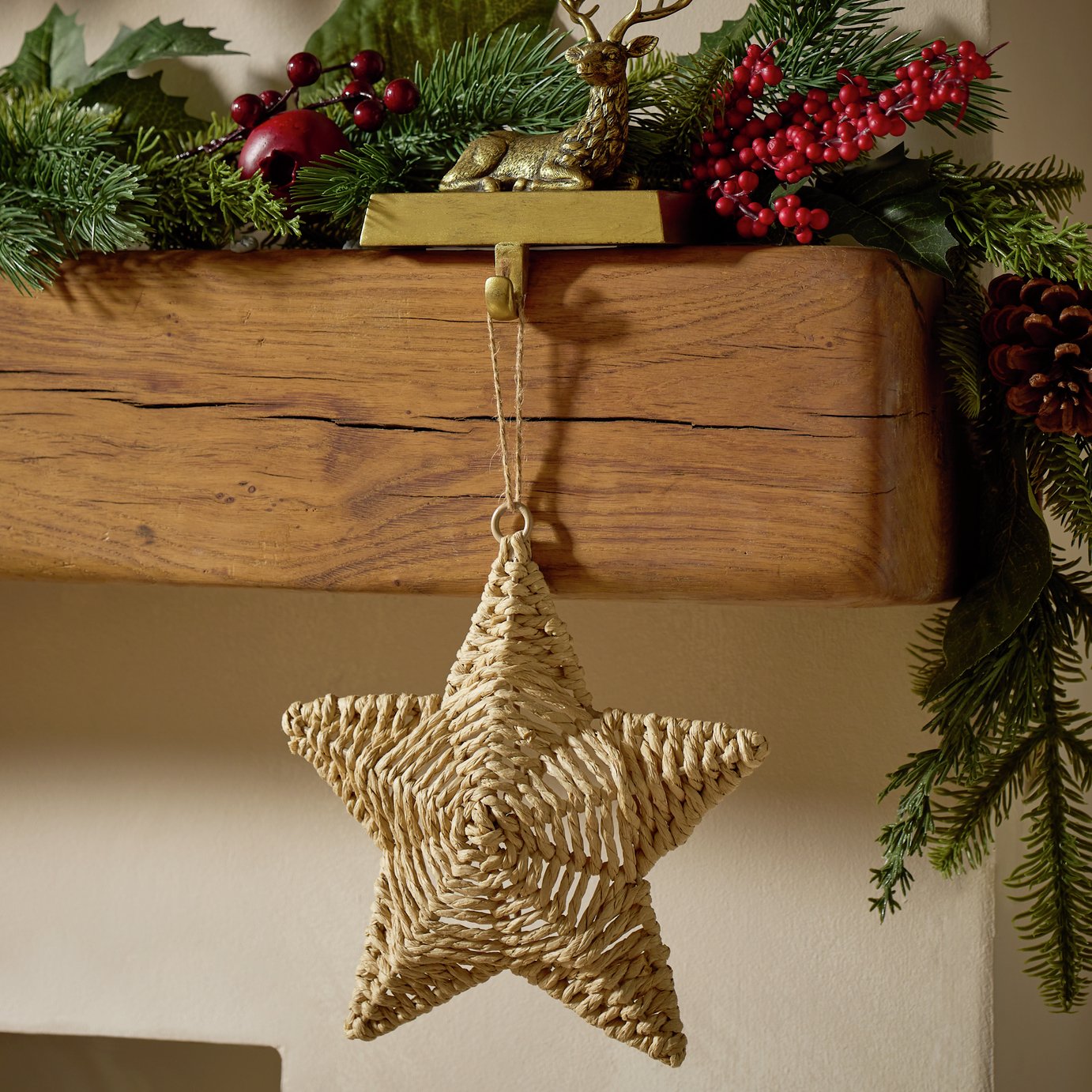 Argos Home Country Woven Seagrass Star Hanging Christmas Ornament