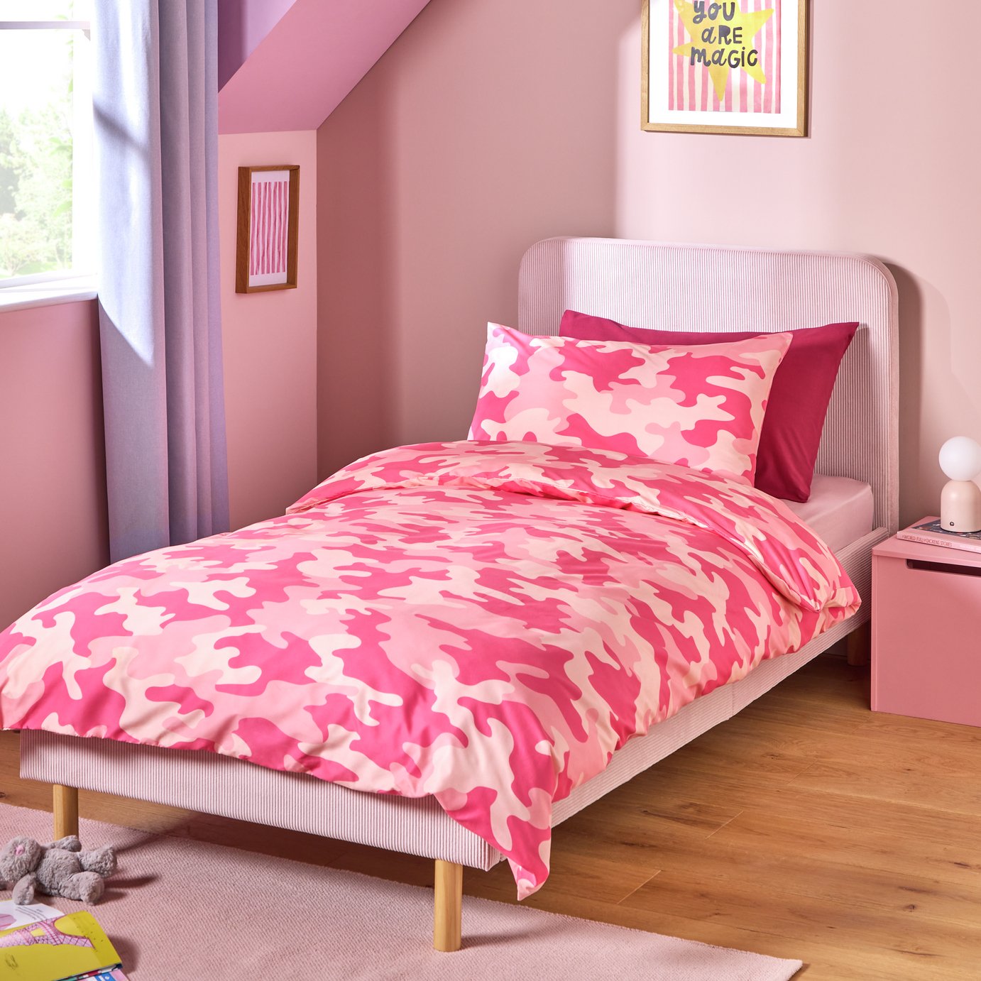 Argos Home Kids Pink Camo Bedding Set - Double