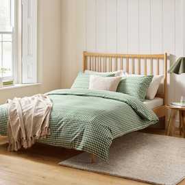 Argos Home Brushed Cotton Gingham Green Bedding Set