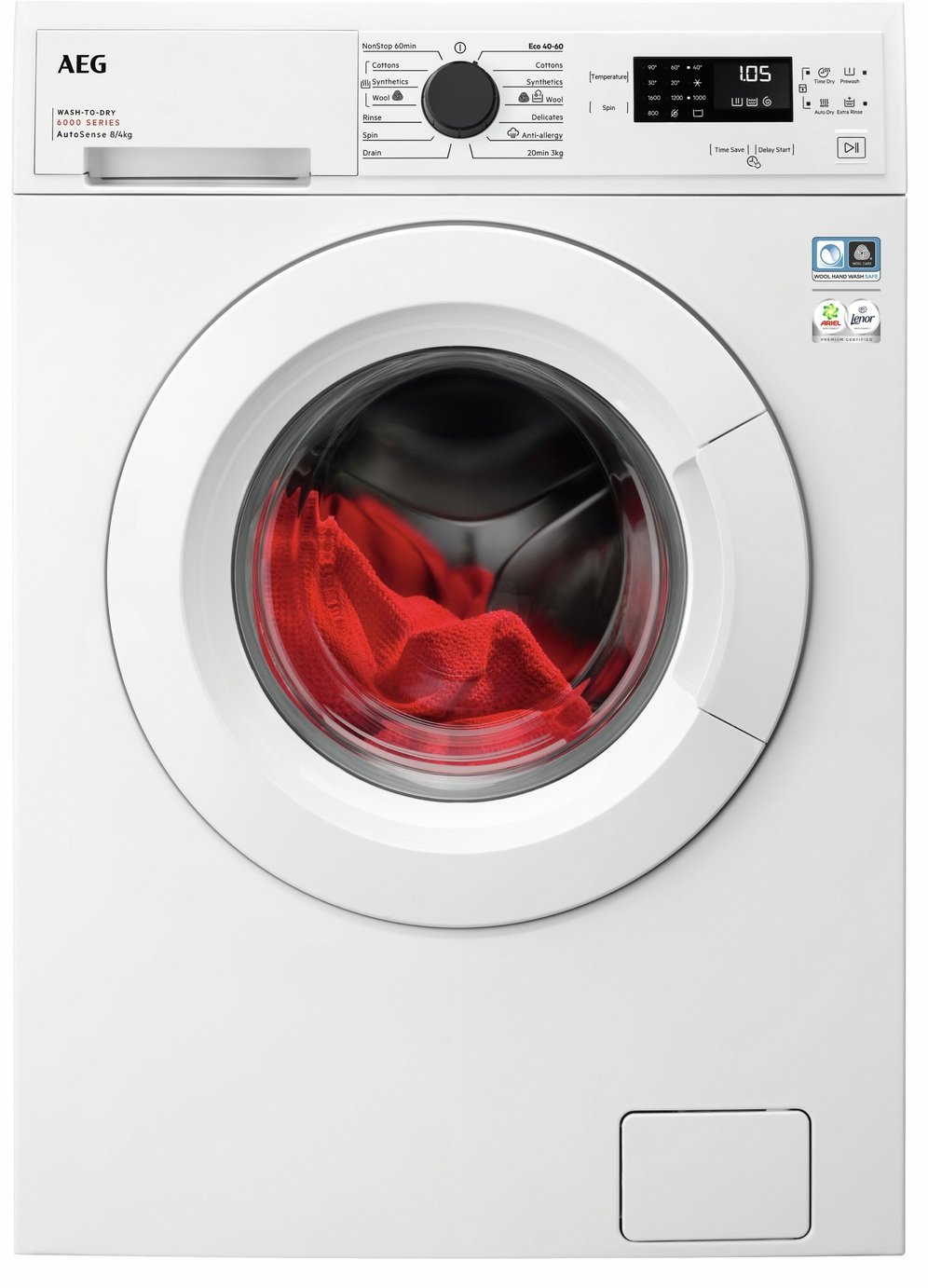 AEG LWX60846B 8KG/4KG 1600 Spin Washer Dryer - White