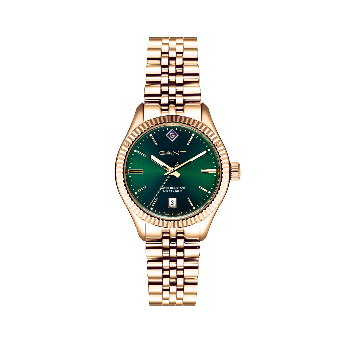 Gant Sussex IPG Ladies Green Dial Gold Plated Bracelet Watch