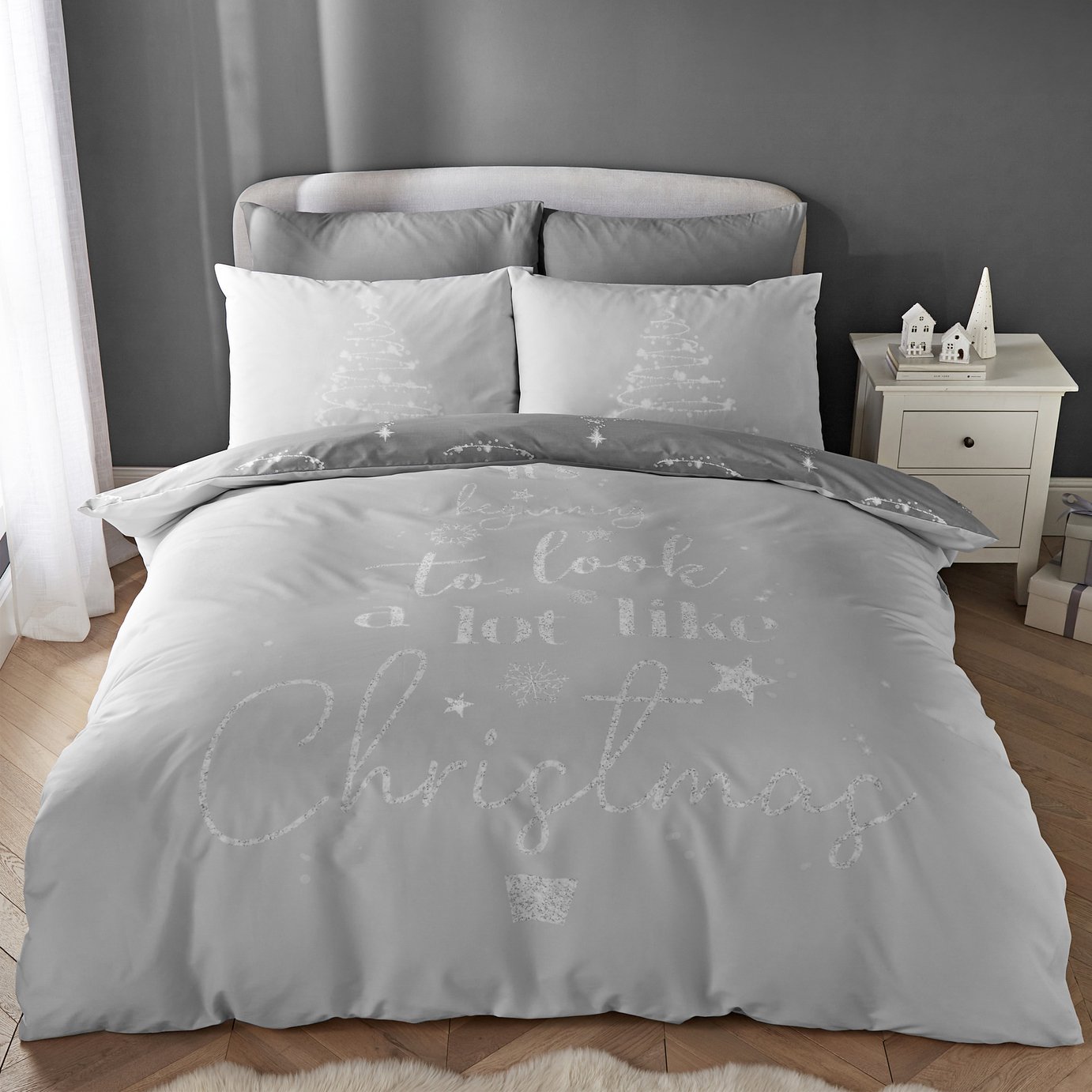 Catherine Lansfield A Lot Like Christmas Grey Bedding Set