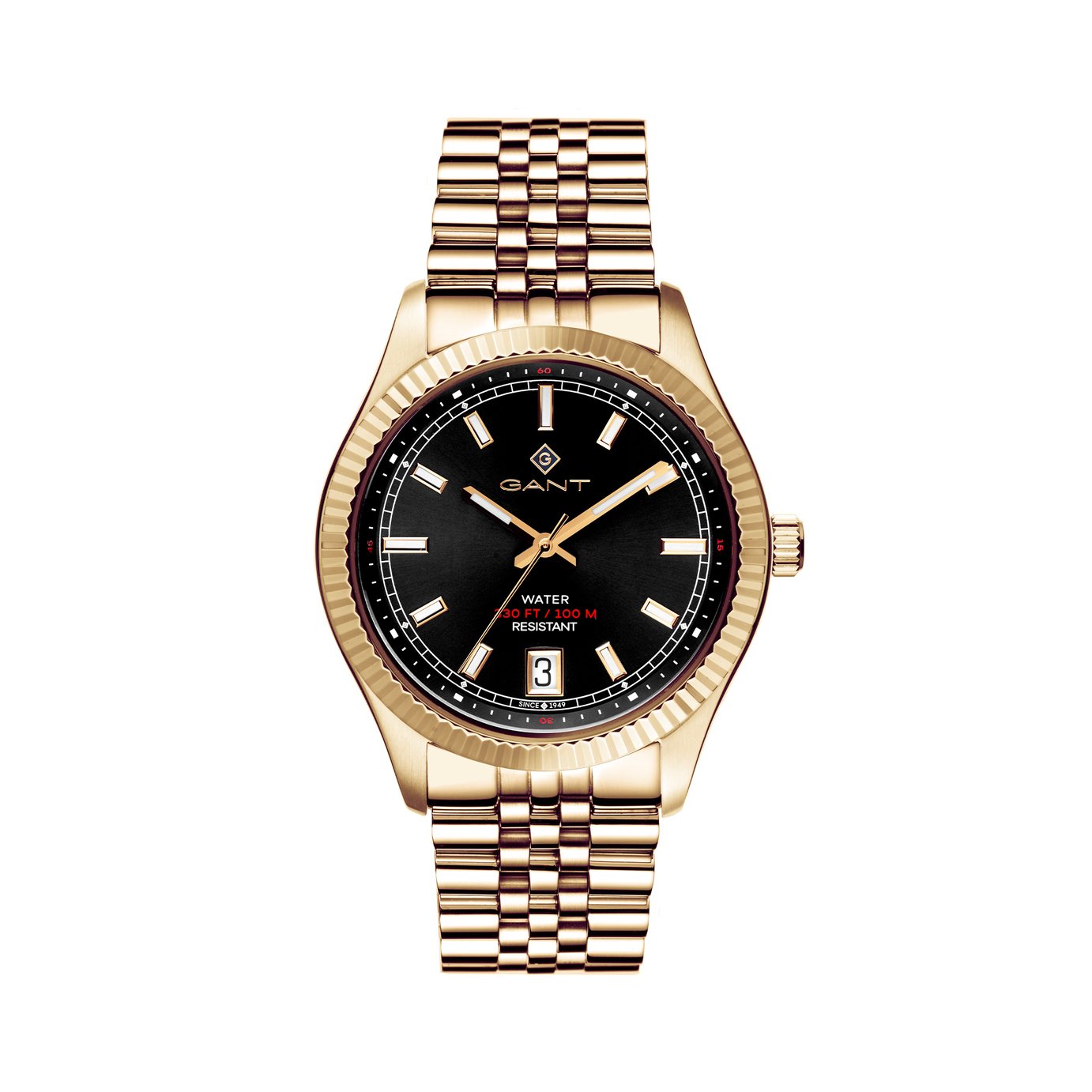 Gant Sussex 44 Men's Black Dial Gold Plated Bracelet Watch