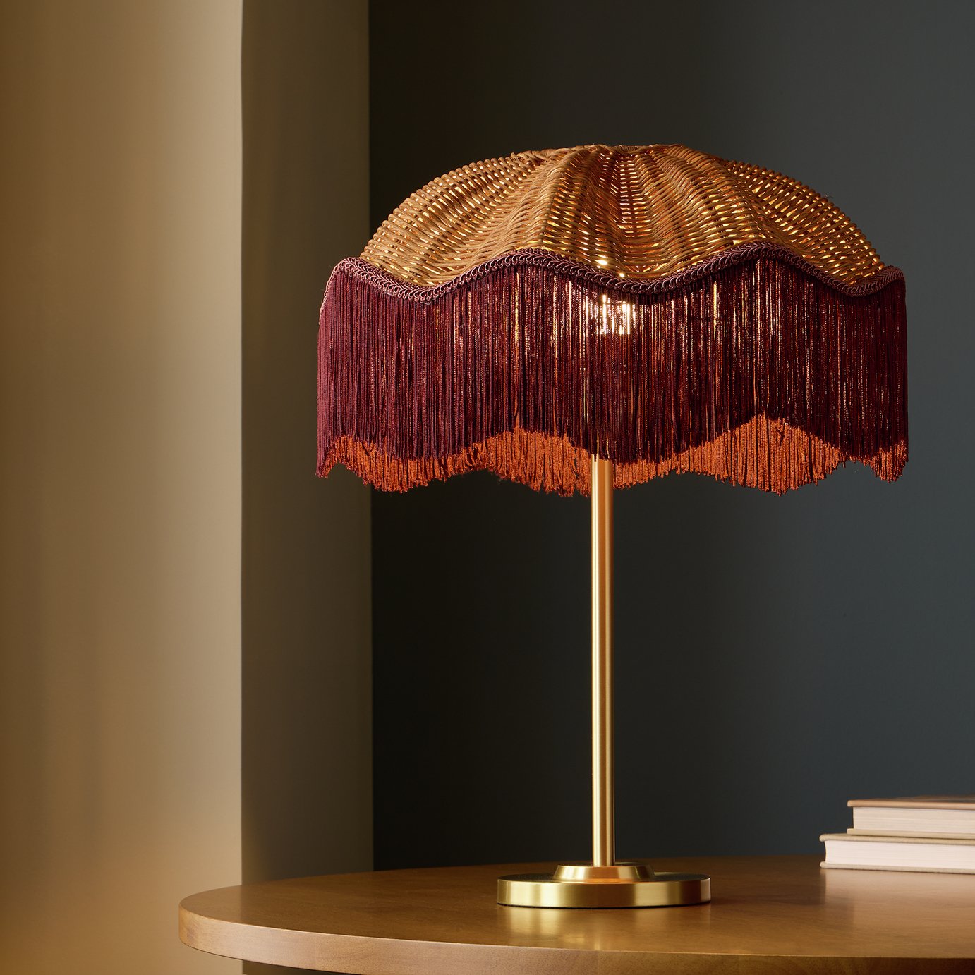 Habitat Gracey Rattan Fringed Table Lamp