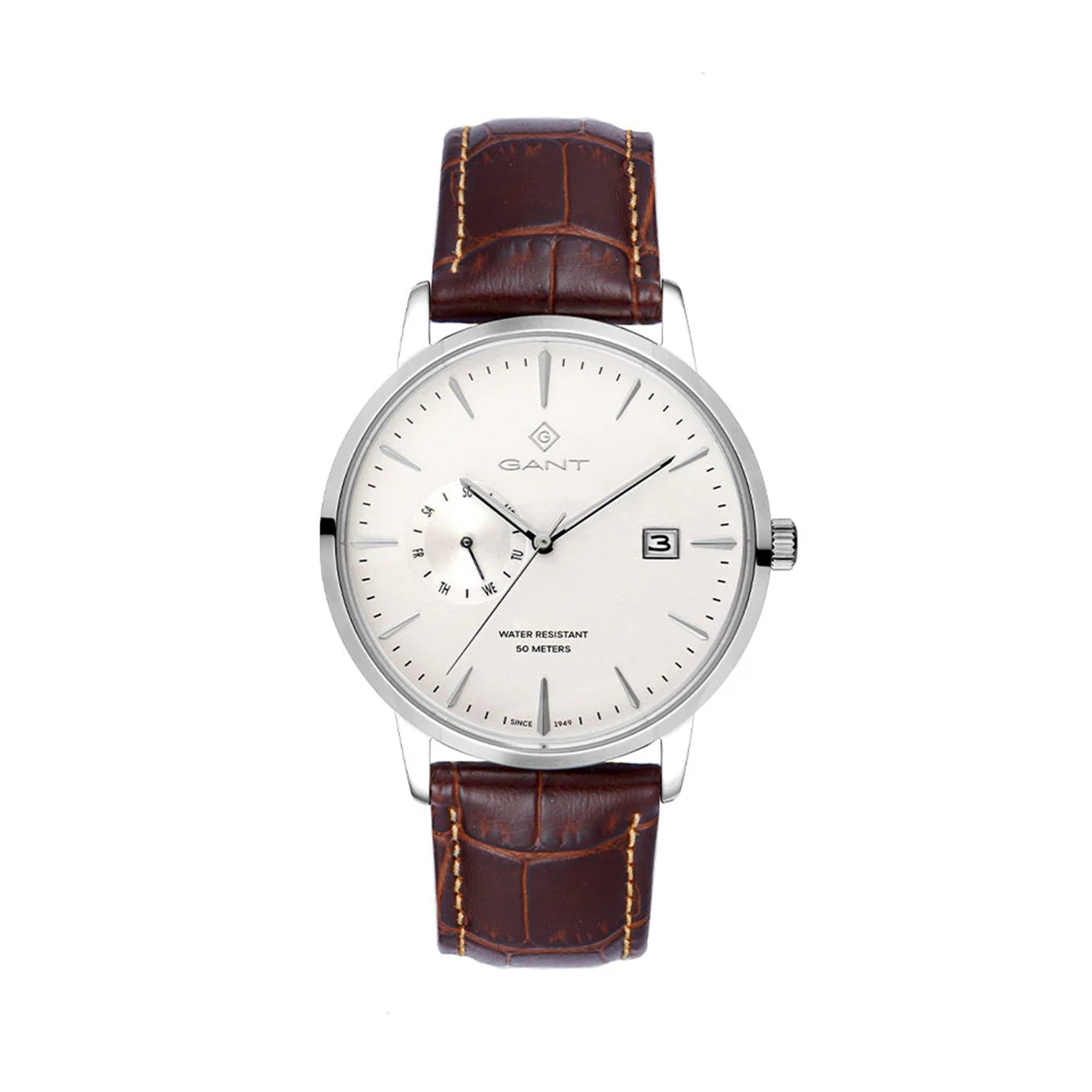 Gant East Hill Men's White Dial Brown Leather Strap Watch