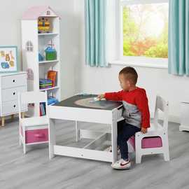 Liberty House Kids Chalkboard Table & 2 Chairs -White & Pink